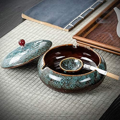 Stylish Windproof Ceramic Ashtray – Perfect for Home & Outdoors! 🏡