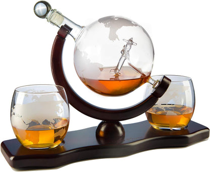 Etched World Whiskey Globe Decanter – Elegant Home Bar & Gift Idea 🌍