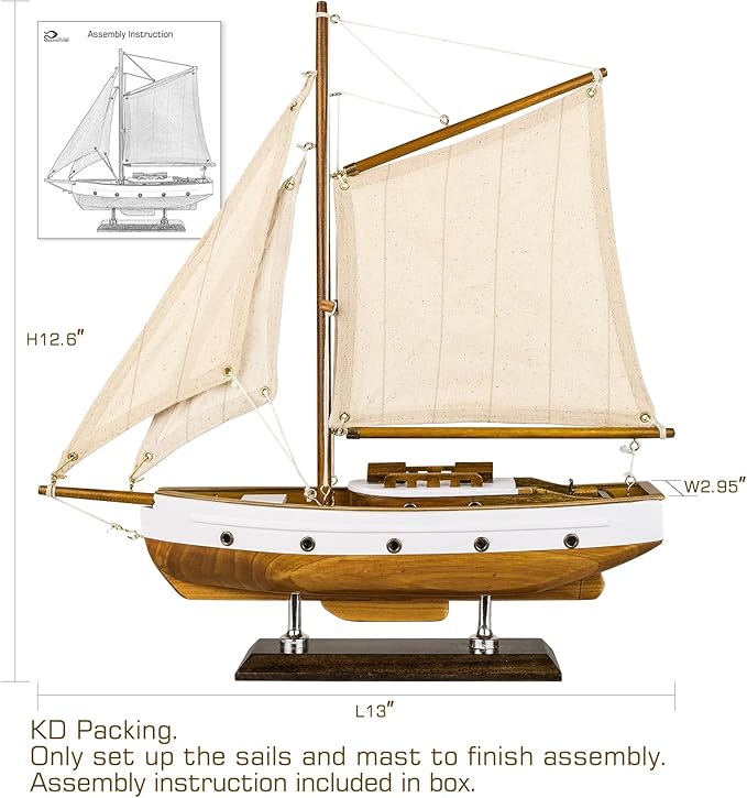 Wooden Sailboat Decoration – Nautical Charm & Coastal Home Decor ⛵