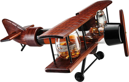 Airplane Whiskey Decanter Set – Vintage Style Home Bar Gift ✈️