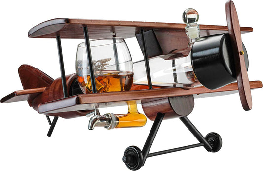 Airplane Whiskey Decanter Set – Vintage Style Home Bar Gift ✈️